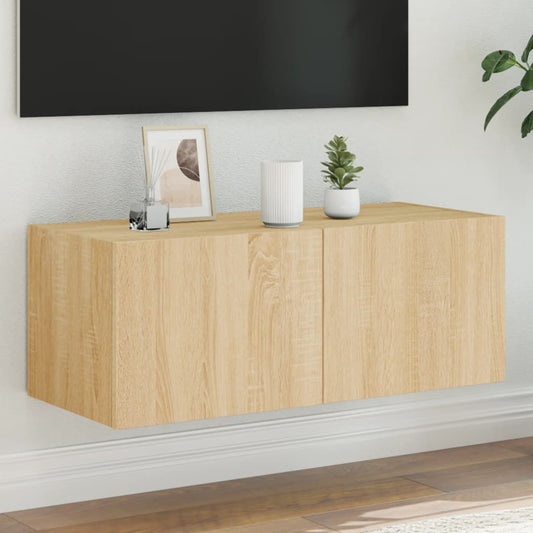 TV-Wandschrank mit LED-Leuchten Sonoma-Eiche 80x35x31 cm - Pazzar.ch