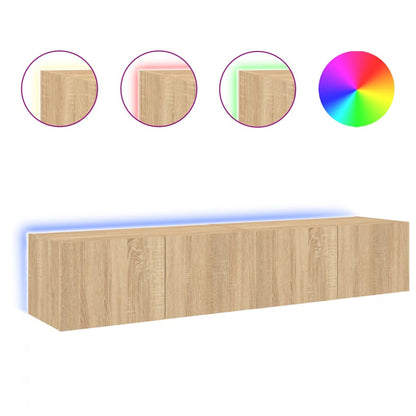 TV-Wandschränke mit LED-Leuchten 2 Stk. Sonoma-Eiche 80x35x31cm - Pazzar.ch