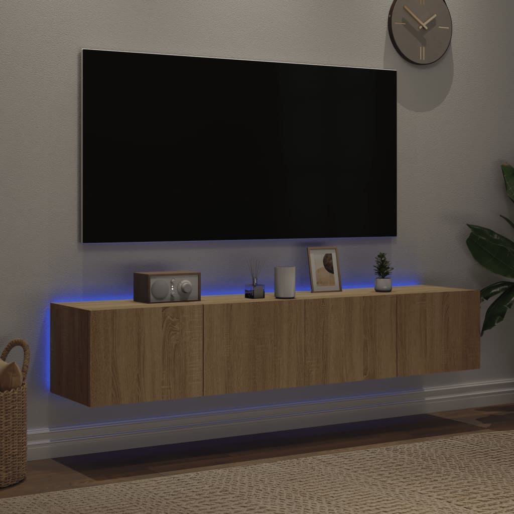 TV-Wandschränke mit LED-Leuchten 2 Stk. Sonoma-Eiche 80x35x31cm - Pazzar.ch