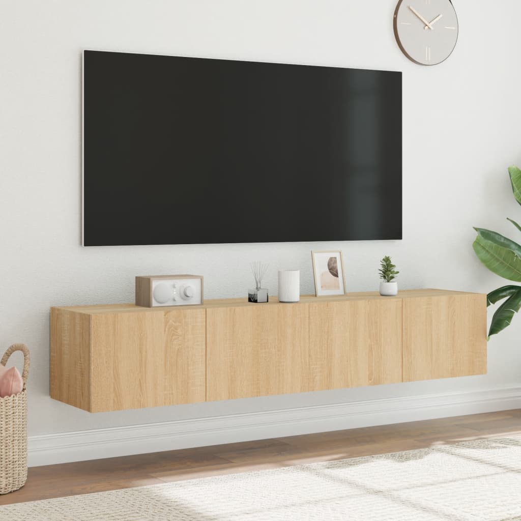 TV-Wandschränke mit LED-Leuchten 2 Stk. Sonoma-Eiche 80x35x31cm - Pazzar.ch