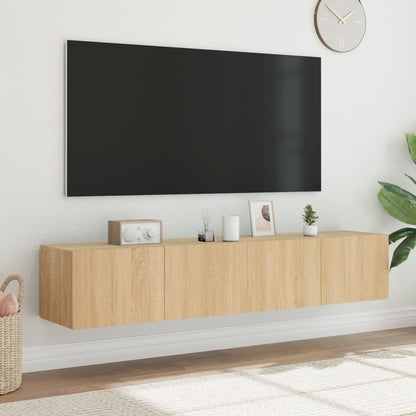 TV-Wandschränke mit LED-Leuchten 2 Stk. Sonoma-Eiche 80x35x31cm - Pazzar.ch
