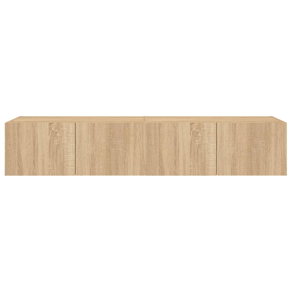 TV-Wandschränke mit LED-Leuchten 2 Stk. Sonoma-Eiche 80x35x31cm