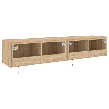 TV-Wandschränke mit LED-Leuchten 2 Stk. Sonoma-Eiche 80x35x31cm - Pazzar.ch