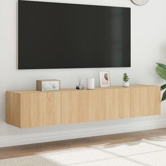 TV-Wandschränke mit LED-Leuchten 2 Stk. Sonoma-Eiche 80x35x31cm - Pazzar.ch