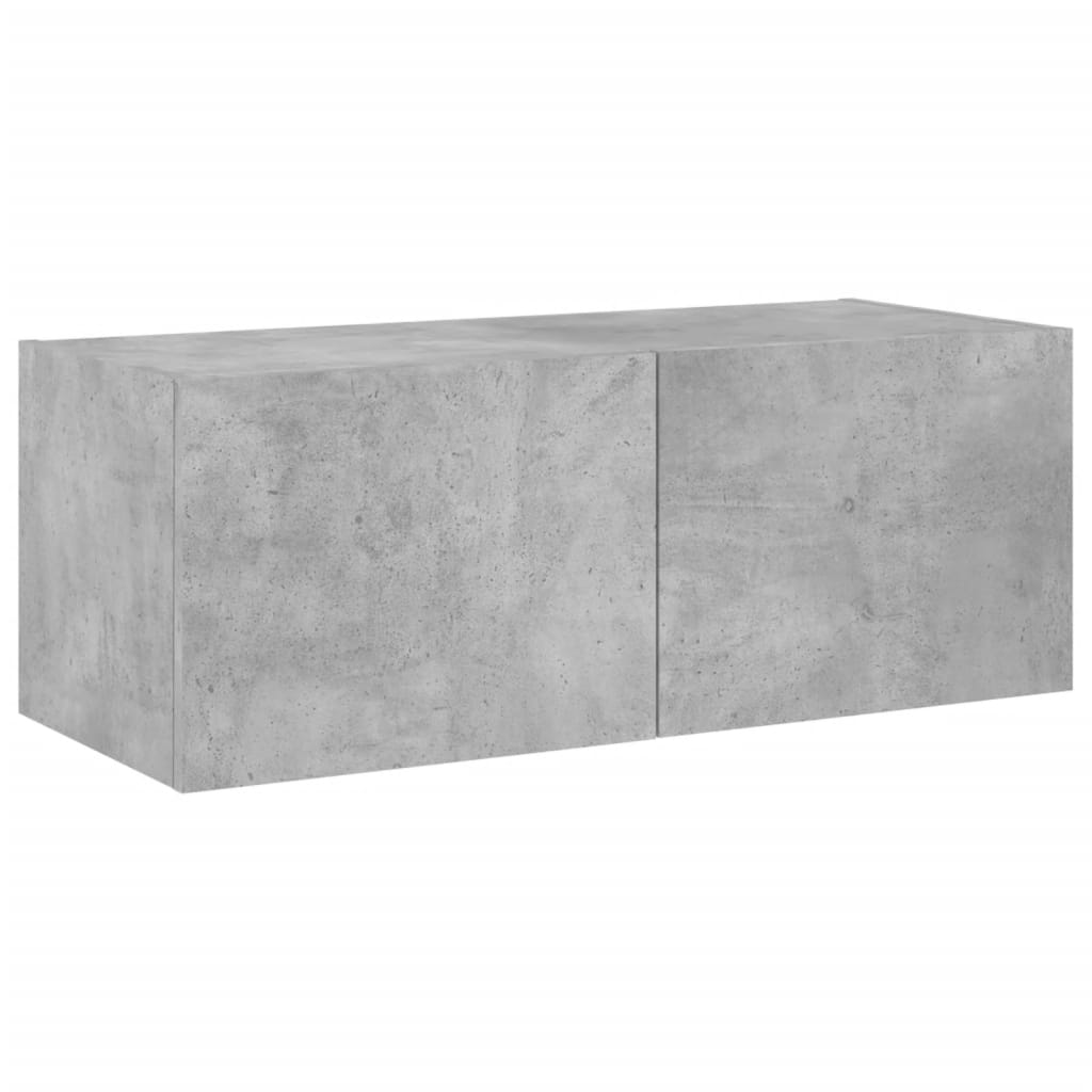 TV-Wandschrank mit LED-Leuchten Betongrau 80x35x31 cm - Pazzar.ch