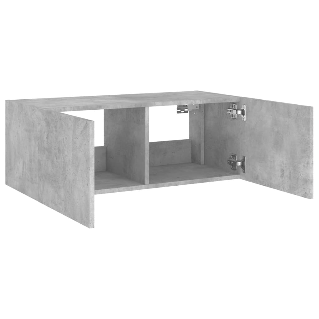 TV-Wandschrank mit LED-Leuchten Betongrau 80x35x31 cm - Pazzar.ch