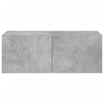 TV-Wandschrank mit LED-Leuchten Betongrau 80x35x31 cm - Pazzar.ch