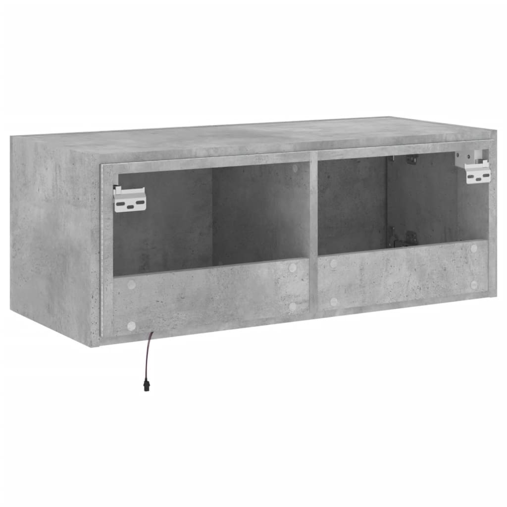 TV-Wandschrank mit LED-Leuchten Betongrau 80x35x31 cm - Pazzar.ch