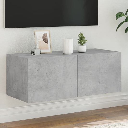 TV-Wandschrank mit LED-Leuchten Betongrau 80x35x31 cm - Pazzar.ch