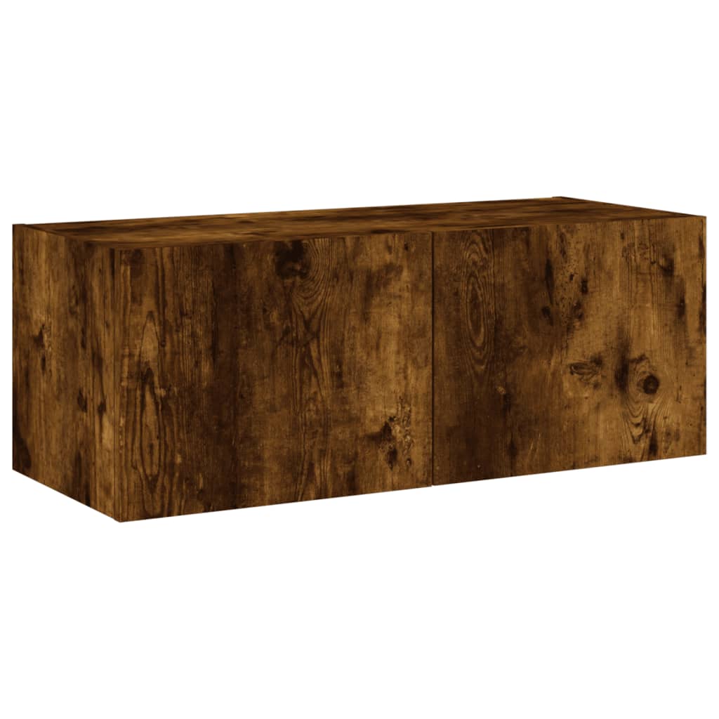 TV-Wandschrank mit LED-Leuchten Räuchereiche 80x35x31 cm - Pazzar.ch