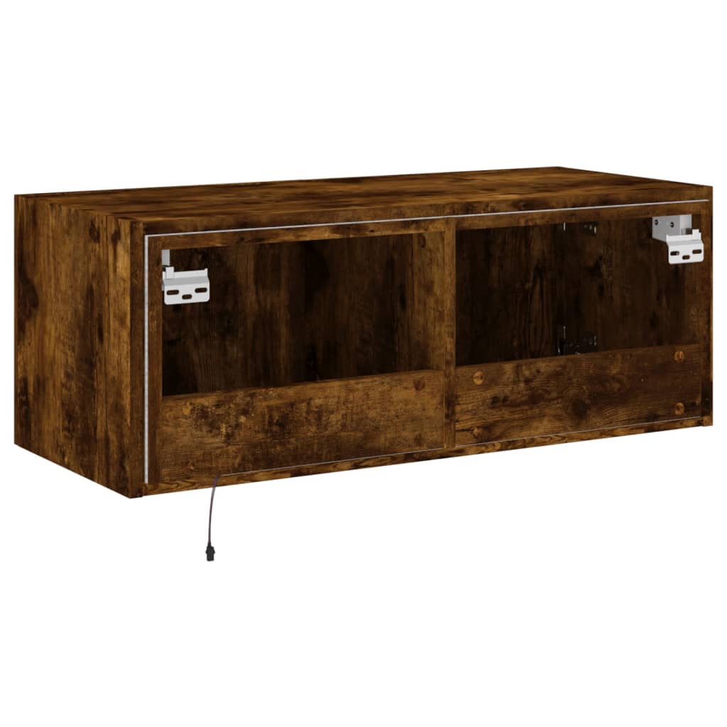 TV-Wandschrank mit LED-Leuchten Räuchereiche 80x35x31 cm - Pazzar.ch