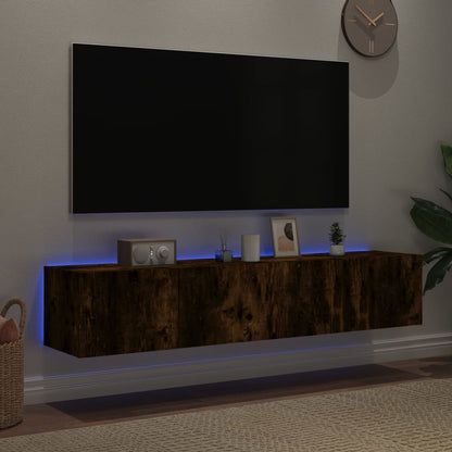 TV-Wandschränke mit LED-Leuchten 2 Stk. Räuchereiche 80x35x31cm - Pazzar.ch