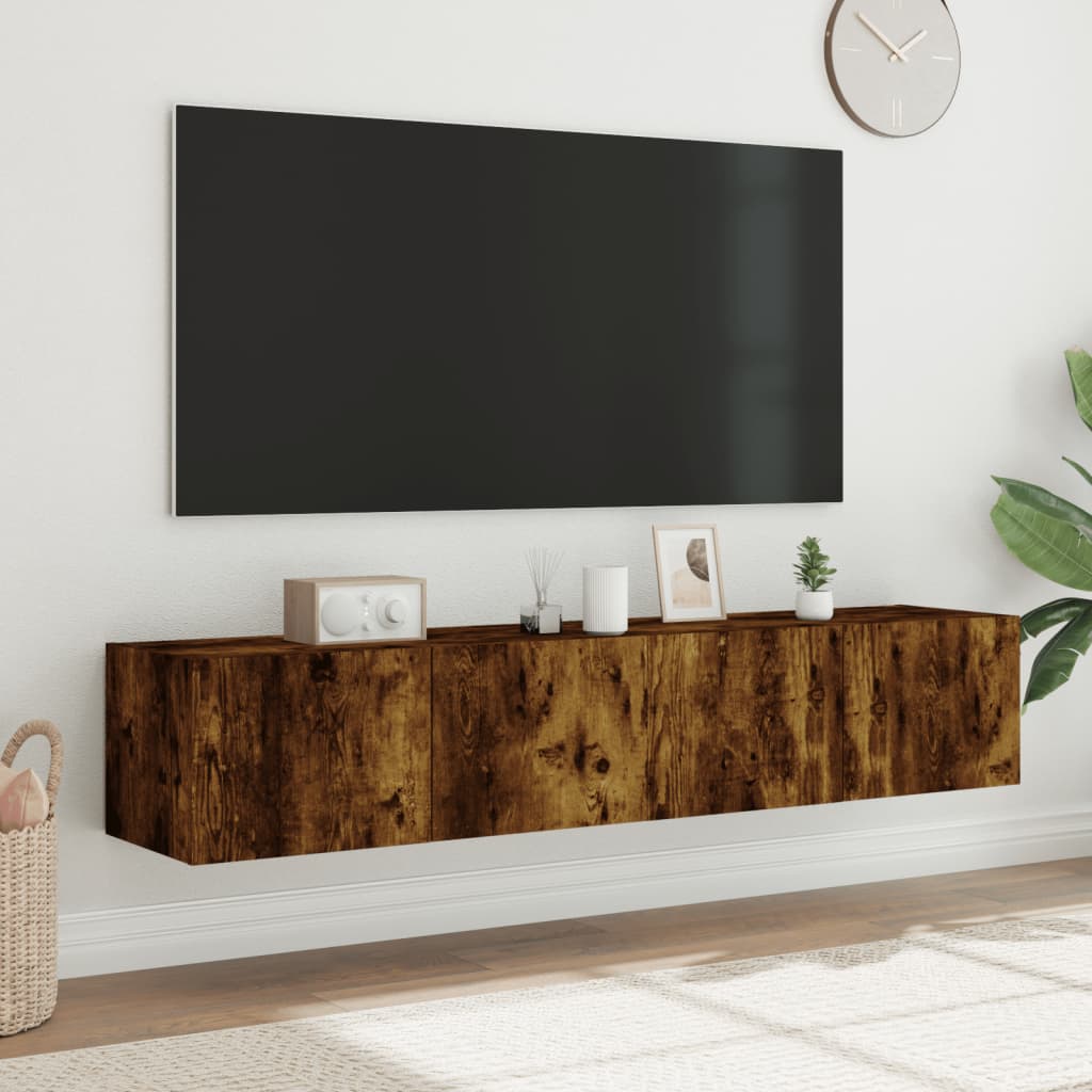 TV-Wandschränke mit LED-Leuchten 2 Stk. Räuchereiche 80x35x31cm - Pazzar.ch