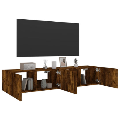 TV-Wandschränke mit LED-Leuchten 2 Stk. Räuchereiche 80x35x31cm - Pazzar.ch