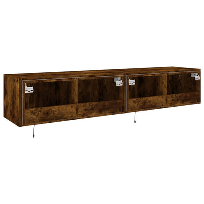 TV-Wandschränke mit LED-Leuchten 2 Stk. Räuchereiche 80x35x31cm - Pazzar.ch