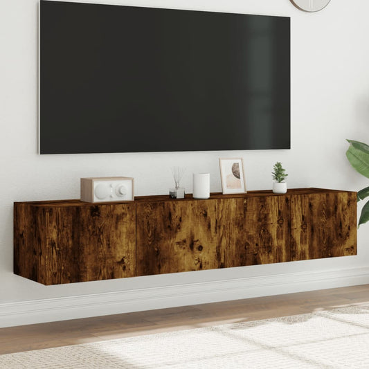 TV-Wandschränke mit LED-Leuchten 2 Stk. Räuchereiche 80x35x31cm - Pazzar.ch