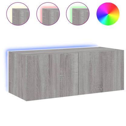 TV-Wandschrank mit LED-Leuchten Grau Sonoma 80x35x31 cm - Pazzar.ch