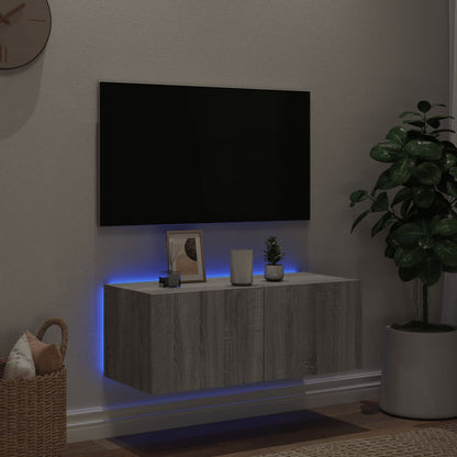 TV-Wandschrank mit LED-Leuchten Grau Sonoma 80x35x31 cm - Pazzar.ch