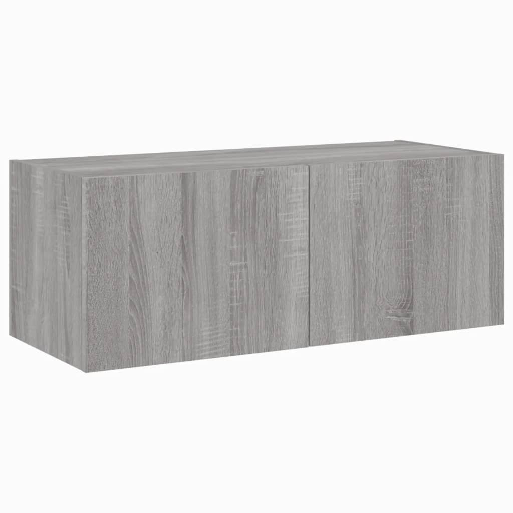 TV-Wandschrank mit LED-Leuchten Grau Sonoma 80x35x31 cm - Pazzar.ch