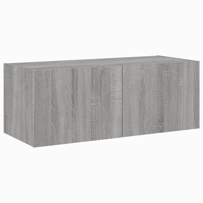 TV-Wandschrank mit LED-Leuchten Grau Sonoma 80x35x31 cm - Pazzar.ch