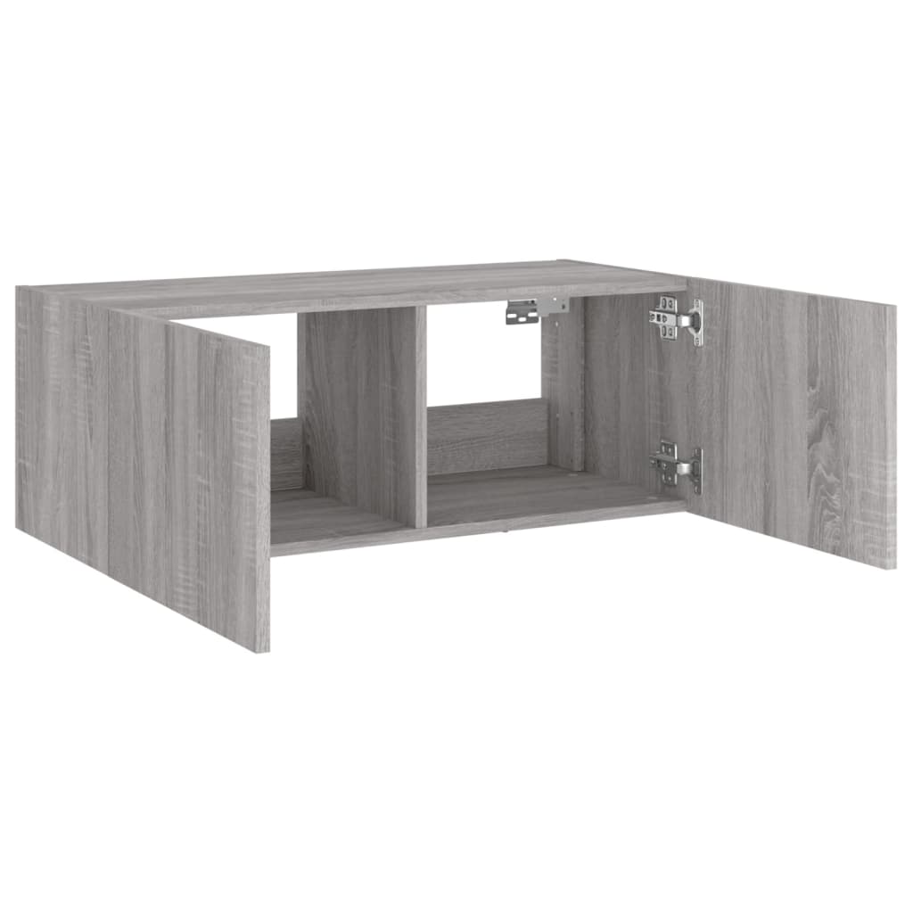 TV-Wandschrank mit LED-Leuchten Grau Sonoma 80x35x31 cm - Pazzar.ch