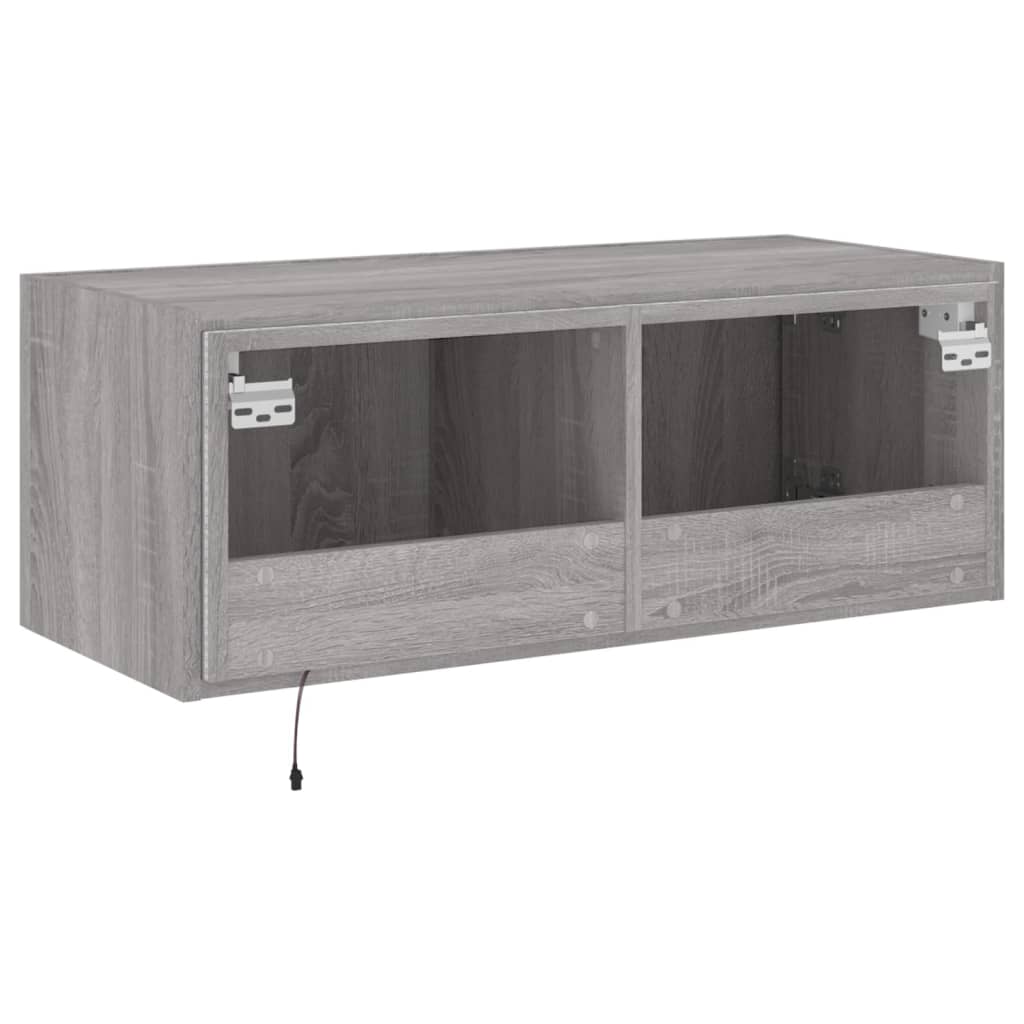 TV-Wandschrank mit LED-Leuchten Grau Sonoma 80x35x31 cm - Pazzar.ch