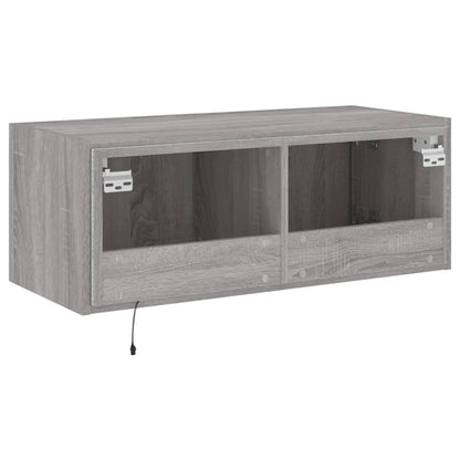 TV-Wandschrank mit LED-Leuchten Grau Sonoma 80x35x31 cm - Pazzar.ch