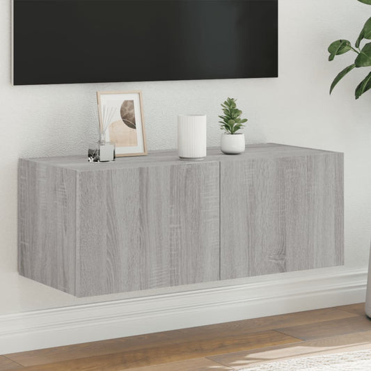 TV-Wandschrank mit LED-Leuchten Grau Sonoma 80x35x31 cm - Pazzar.ch