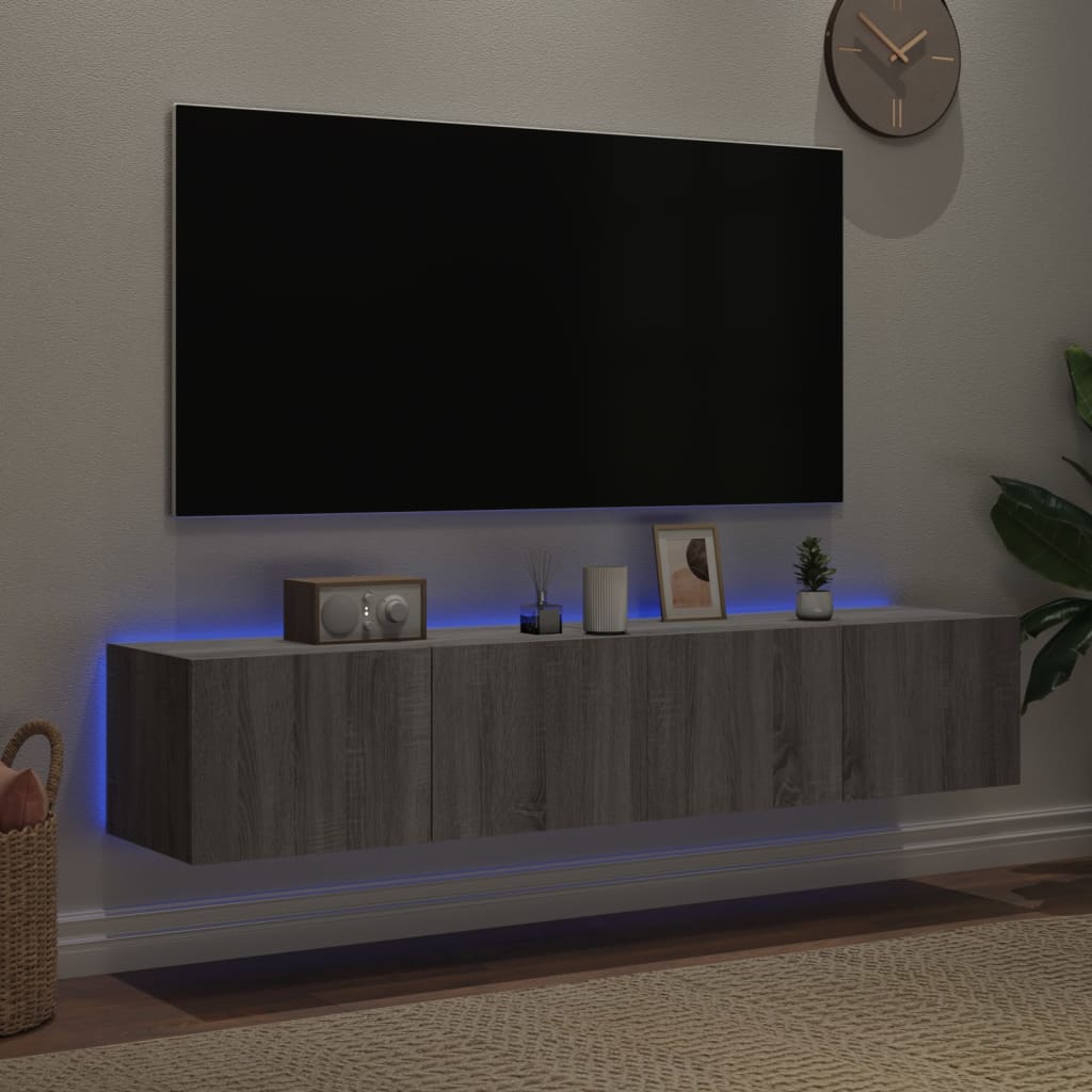 TV-Wandschränke mit LED-Leuchten 2 Stk. Grau Sonoma 80x35x31 cm - Pazzar.ch