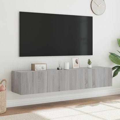 TV-Wandschränke mit LED-Leuchten 2 Stk. Grau Sonoma 80x35x31 cm - Pazzar.ch