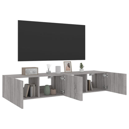 TV-Wandschränke mit LED-Leuchten 2 Stk. Grau Sonoma 80x35x31 cm - Pazzar.ch
