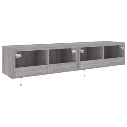 TV-Wandschränke mit LED-Leuchten 2 Stk. Grau Sonoma 80x35x31 cm - Pazzar.ch