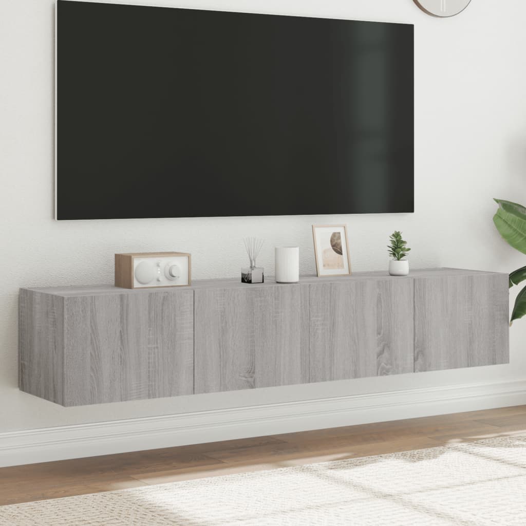 TV-Wandschränke mit LED-Leuchten 2 Stk. Grau Sonoma 80x35x31 cm - Pazzar.ch