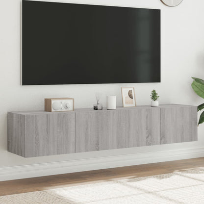 TV-Wandschränke mit LED-Leuchten 2 Stk. Grau Sonoma 80x35x31 cm - Pazzar.ch