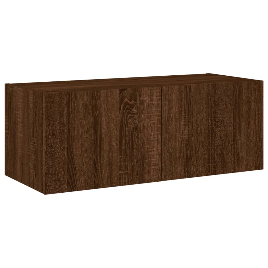 TV-Wandschrank mit LED-Leuchten Braun Eichen-Optik 80x35x31 cm - Pazzar.ch