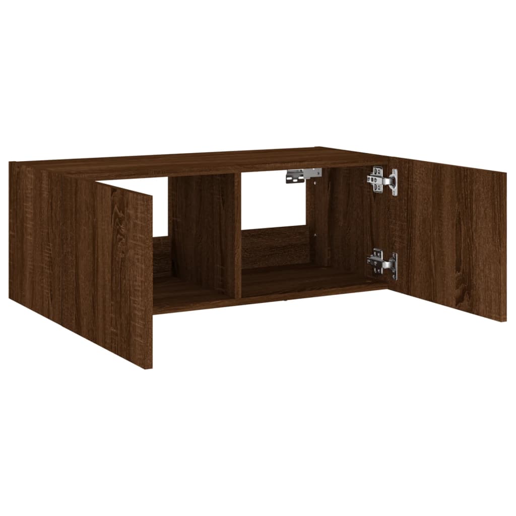 TV-Wandschrank mit LED-Leuchten Braun Eichen-Optik 80x35x31 cm - Pazzar.ch