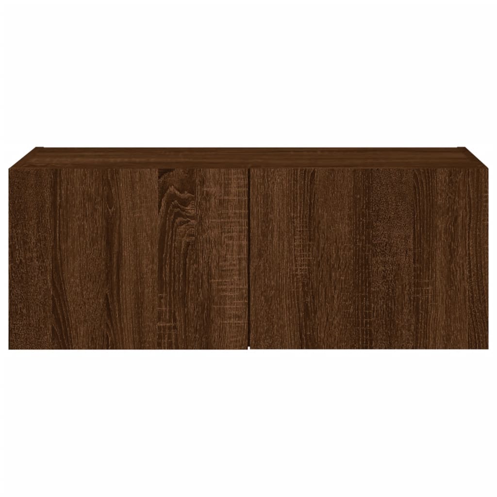 TV-Wandschrank mit LED-Leuchten Braun Eichen-Optik 80x35x31 cm - Pazzar.ch