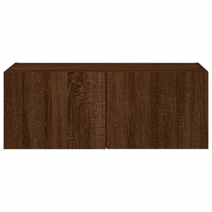 TV-Wandschrank mit LED-Leuchten Braun Eichen-Optik 80x35x31 cm - Pazzar.ch