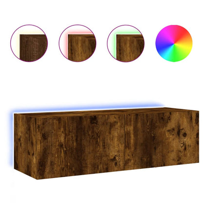 TV-Wandschrank mit LED-Leuchten Räuchereiche 100x35x31 cm - Pazzar.ch