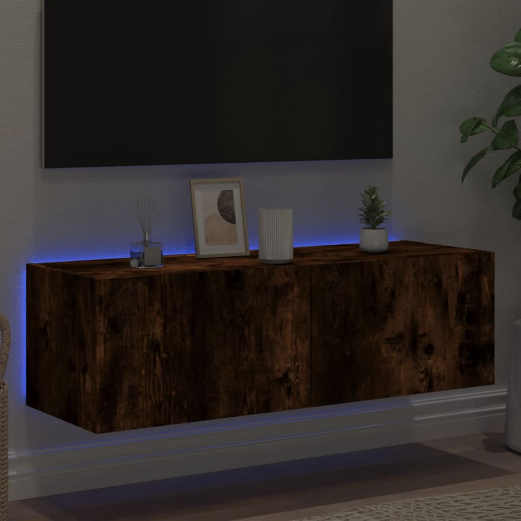 TV-Wandschrank mit LED-Leuchten Räuchereiche 100x35x31 cm - Pazzar.ch