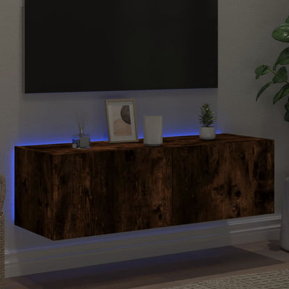 TV-Wandschrank mit LED-Leuchten Räuchereiche 100x35x31 cm - Pazzar.ch