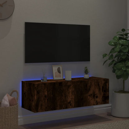TV-Wandschrank mit LED-Leuchten Räuchereiche 100x35x31 cm - Pazzar.ch