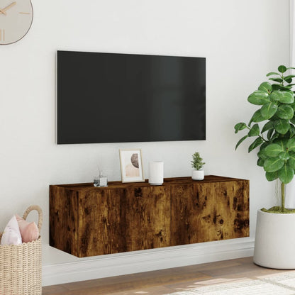 TV-Wandschrank mit LED-Leuchten Räuchereiche 100x35x31 cm - Pazzar.ch