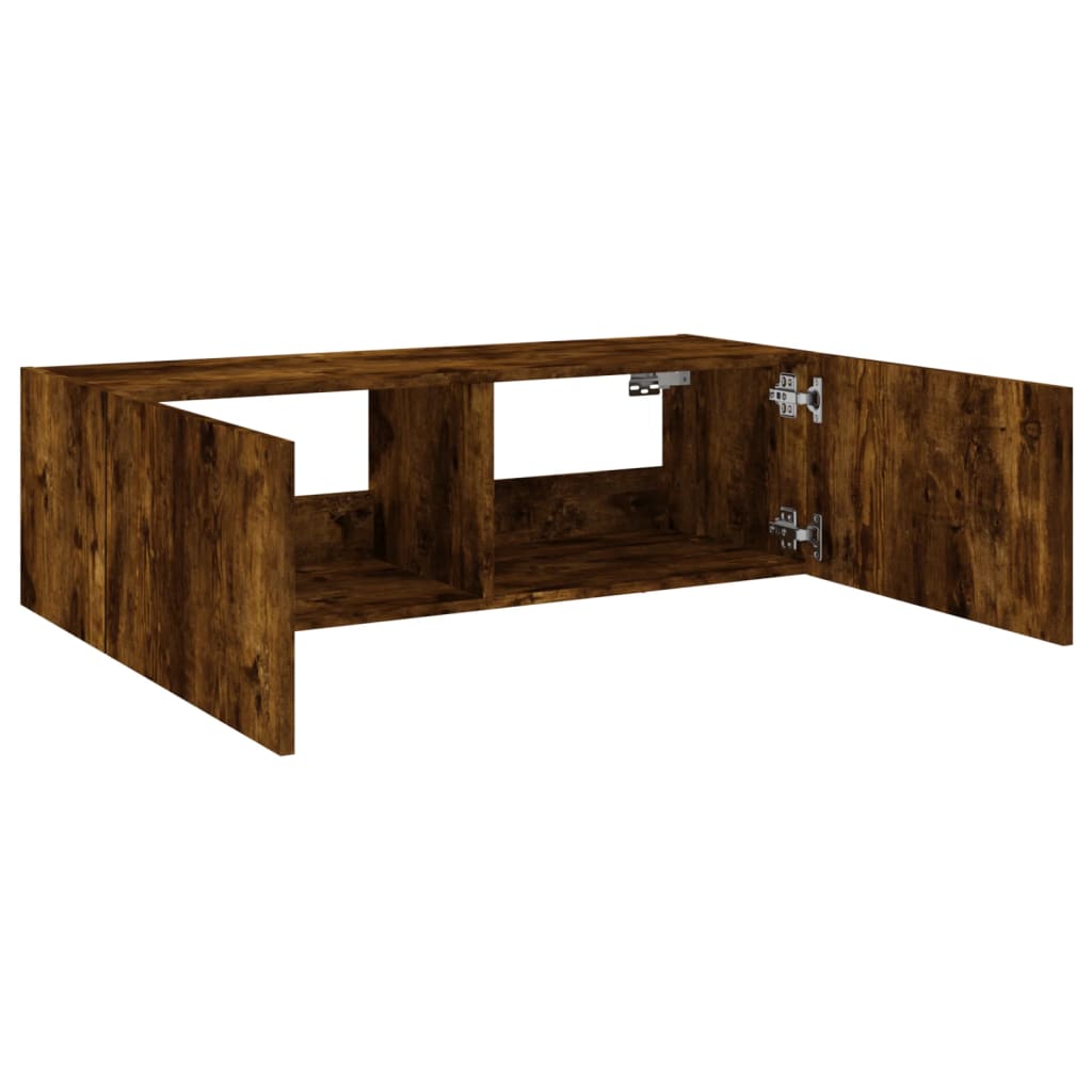 TV-Wandschrank mit LED-Leuchten Räuchereiche 100x35x31 cm - Pazzar.ch