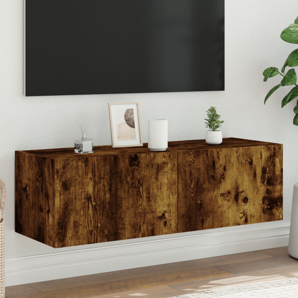 TV-Wandschrank mit LED-Leuchten Räuchereiche 100x35x31 cm - Pazzar.ch