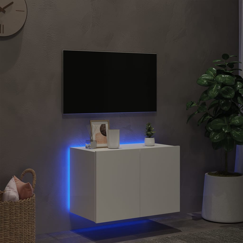 TV-Wandschrank mit LED-Leuchten Weiß 60x35x41 cm - Pazzar.ch