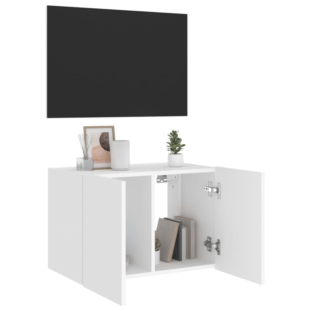 TV-Wandschrank mit LED-Leuchten Weiß 60x35x41 cm - Pazzar.ch