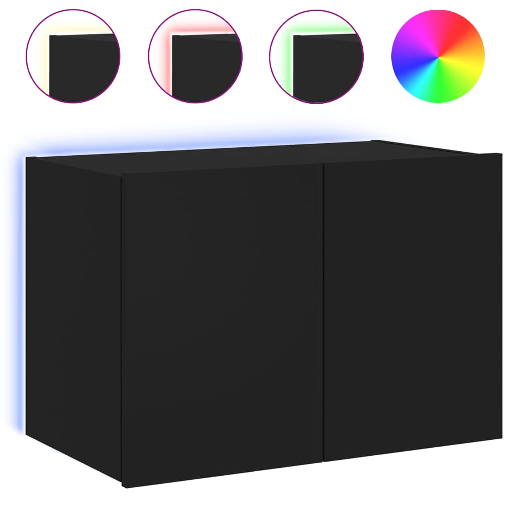 TV-Wandschrank mit LED-Leuchten Schwarz 60x35x41 cm - Pazzar.ch