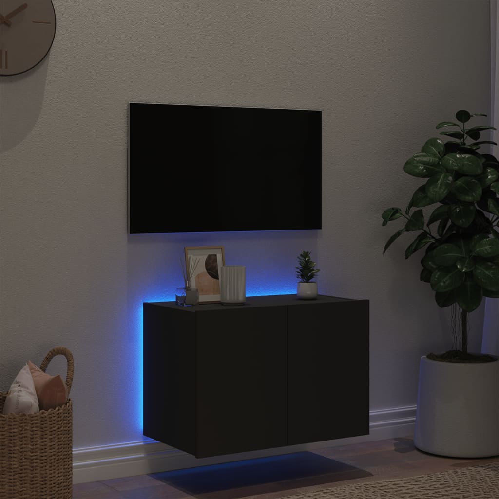 TV-Wandschrank mit LED-Leuchten Schwarz 60x35x41 cm - Pazzar.ch