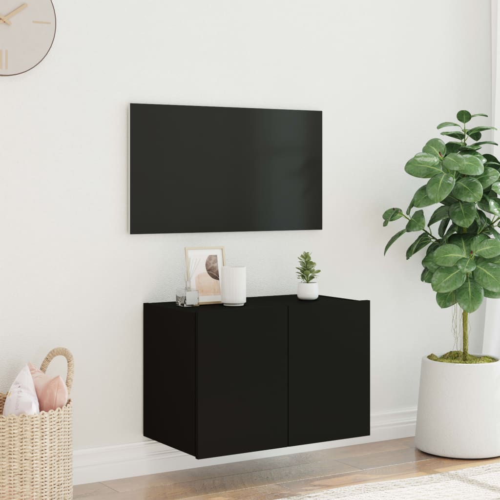 TV-Wandschrank mit LED-Leuchten Schwarz 60x35x41 cm - Pazzar.ch